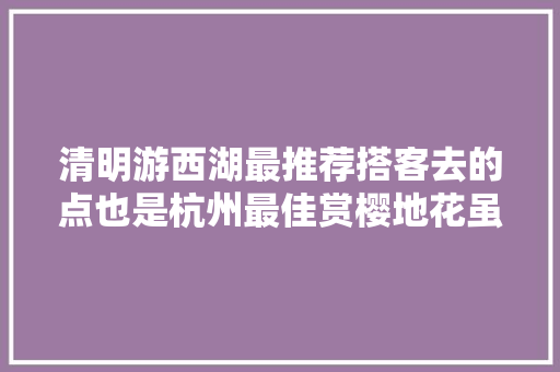 清明游西湖最推荐搭客去的点也是杭州最佳赏樱地花虽落景却仍醉