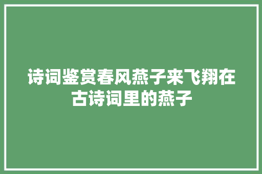 诗词鉴赏春风燕子来飞翔在古诗词里的燕子