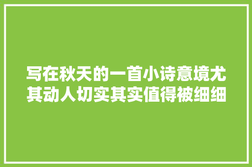 写在秋天的一首小诗意境尤其动人切实其实值得被细细品味