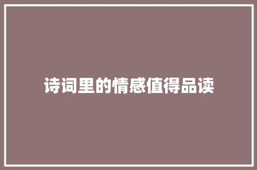 诗词里的情感值得品读