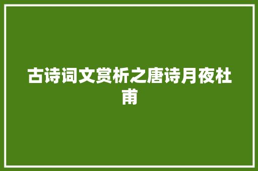 古诗词文赏析之唐诗月夜杜甫