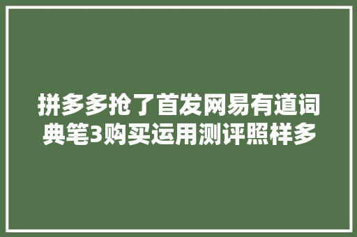 拼多多抢了首发网易有道词典笔3购买运用测评照样多多靠谱