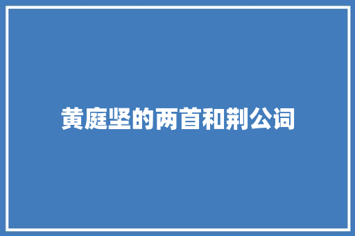 黄庭坚的两首和荆公词