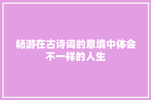 畅游在古诗词的意境中体会不一样的人生