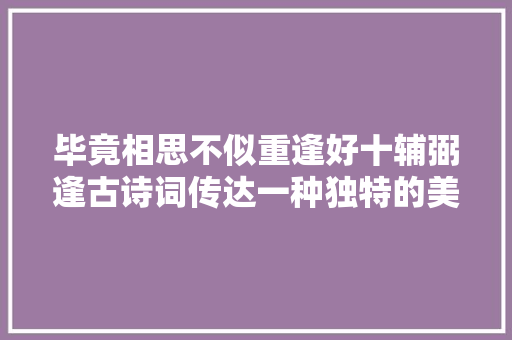 毕竟相思不似重逢好十辅弼逢古诗词传达一种独特的美