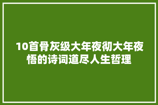 10首骨灰级大年夜彻大年夜悟的诗词道尽人生哲理