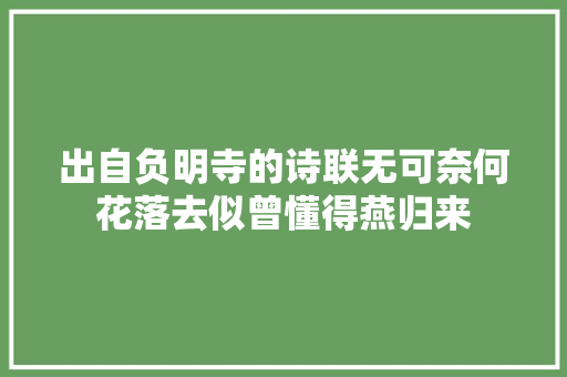 出自负明寺的诗联无可奈何花落去似曾懂得燕归来