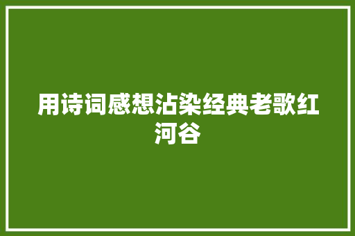 用诗词感想沾染经典老歌红河谷
