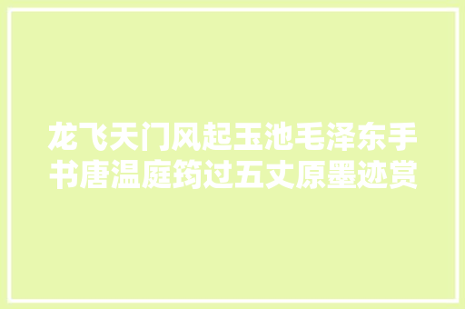 龙飞天门风起玉池毛泽东手书唐温庭筠过五丈原墨迹赏析