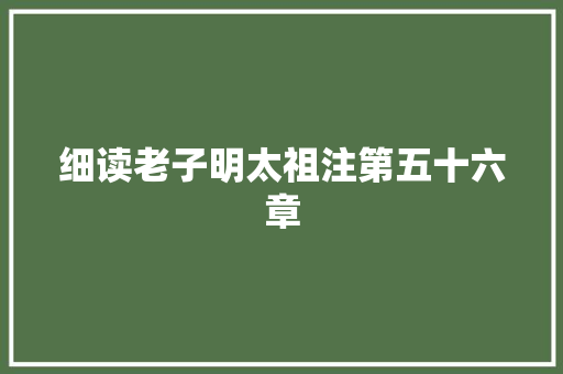 细读老子明太祖注第五十六章 细读老子明太祖注第五十六章