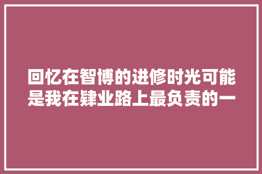 回忆在智博的进修时光可能是我在肄业路上最负责的一次