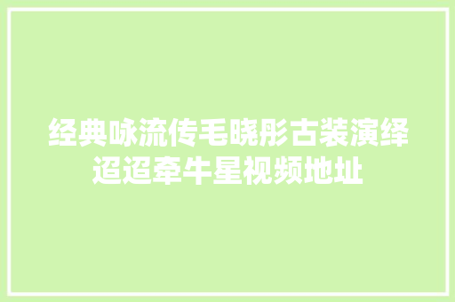 经典咏流传毛晓彤古装演绎迢迢牵牛星视频地址