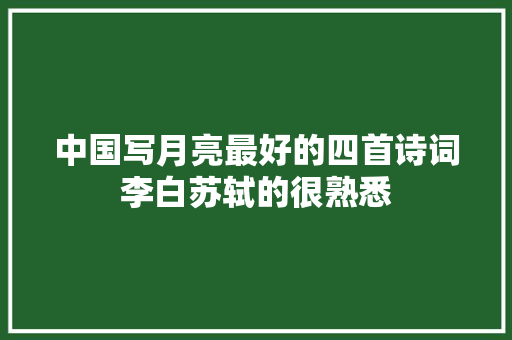 中国写月亮最好的四首诗词李白苏轼的很熟悉