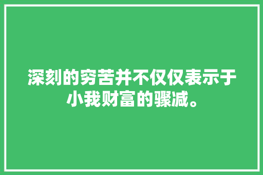 深刻的穷苦并不仅仅表示于小我财富的骤减。