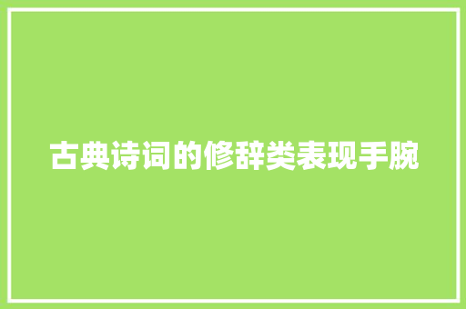 古典诗词的修辞类表现手腕