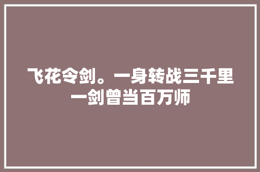 飞花令剑。一身转战三千里一剑曾当百万师