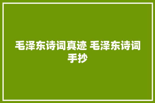 毛泽东诗词真迹 毛泽东诗词手抄