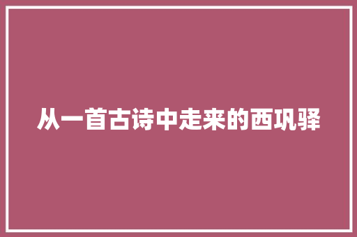 从一首古诗中走来的西巩驿