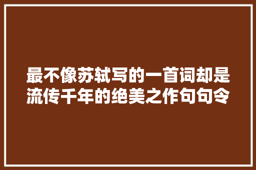 最不像苏轼写的一首词却是流传千年的绝美之作句句令人心醉