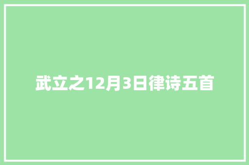 武立之12月3日律诗五首