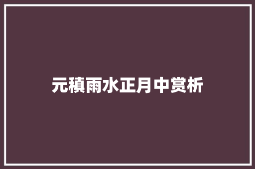 元稹雨水正月中赏析