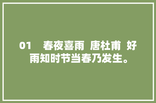 01    春夜喜雨  唐杜甫  好雨知时节当春乃发生。