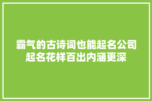 霸气的古诗词也能起名公司起名花样百出内涵更深