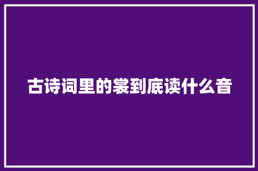 古诗词里的裳到底读什么音