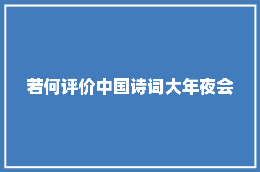 若何评价中国诗词大年夜会