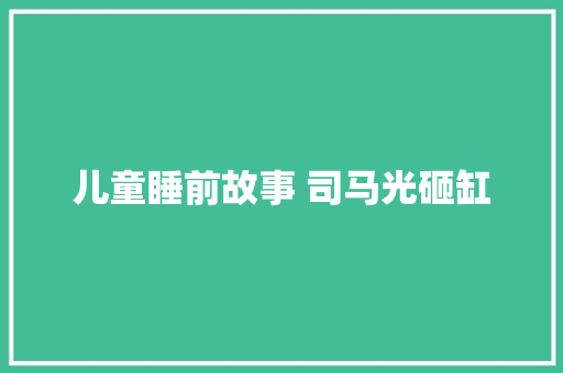 儿童睡前故事 司马光砸缸