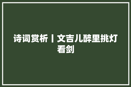 诗词赏析丨文吉儿醉里挑灯看剑