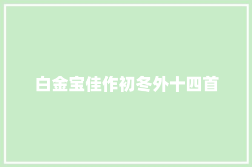 白金宝佳作初冬外十四首