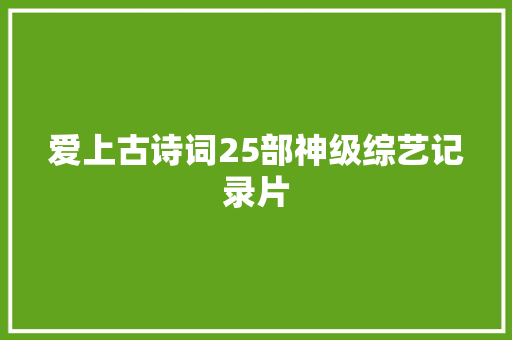 爱上古诗词25部神级综艺记录片