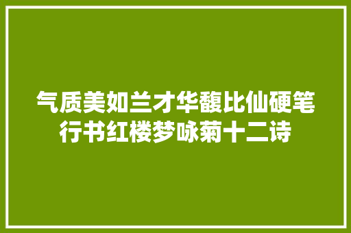 气质美如兰才华馥比仙硬笔行书红楼梦咏菊十二诗