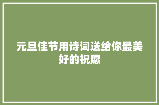 元旦佳节用诗词送给你最美好的祝愿