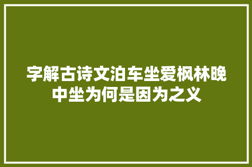 字解古诗文泊车坐爱枫林晚中坐为何是因为之义