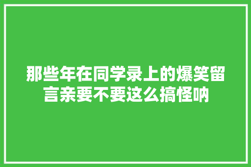 那些年在同学录上的爆笑留言亲要不要这么搞怪呐