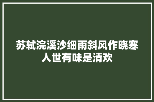 苏轼浣溪沙细雨斜风作晓寒人世有味是清欢