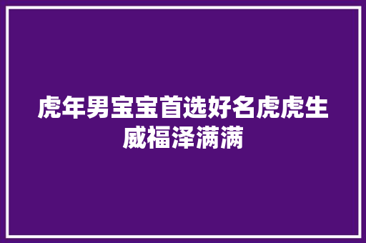 虎年男宝宝首选好名虎虎生威福泽满满
