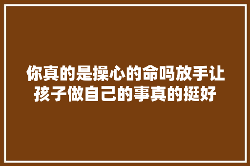 你真的是操心的命吗放手让孩子做自己的事真的挺好