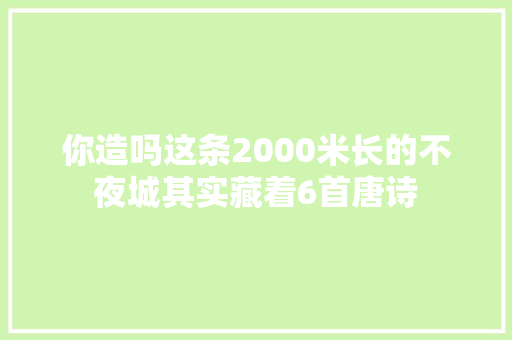 你造吗这条2000米长的不夜城其实藏着6首唐诗