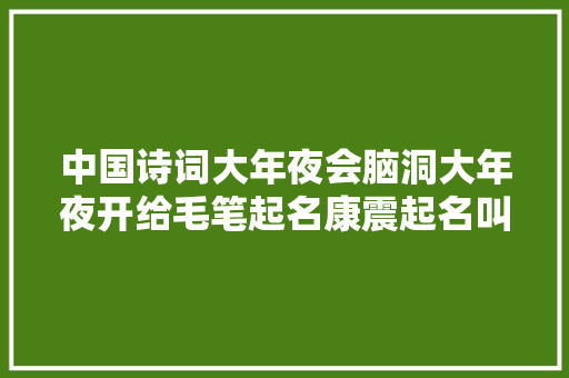 中国诗词大年夜会脑洞大年夜开给毛笔起名康震起名叫笔笔好可爱