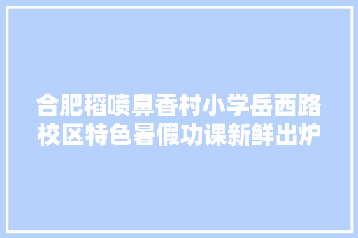 合肥稻喷鼻香村小学岳西路校区特色暑假功课新鲜出炉
