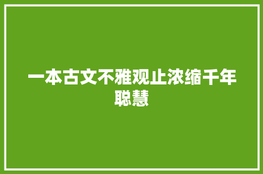 一本古文不雅观止浓缩千年聪慧