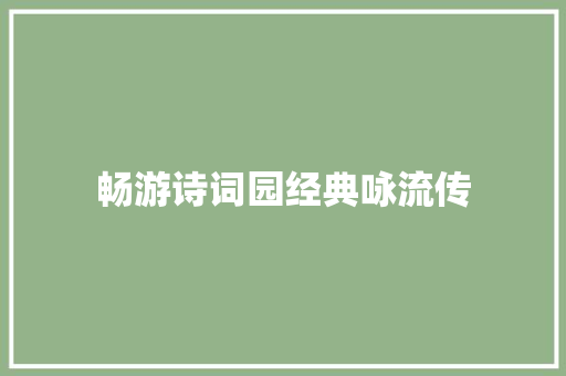 畅游诗词园经典咏流传