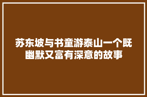苏东坡与书童游泰山一个既幽默又富有深意的故事