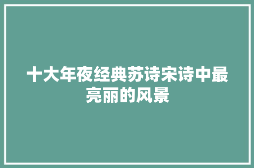 十大年夜经典苏诗宋诗中最亮丽的风景