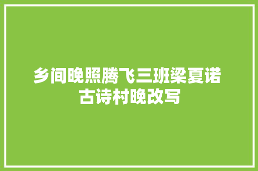 乡间晚照腾飞三班梁夏诺 古诗村晚改写