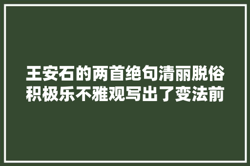 王安石的两首绝句清丽脱俗积极乐不雅观写出了变法前后的心境