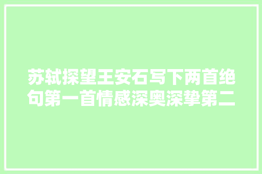 苏轼探望王安石写下两首绝句第一首情感深奥深挚第二首寄意深远